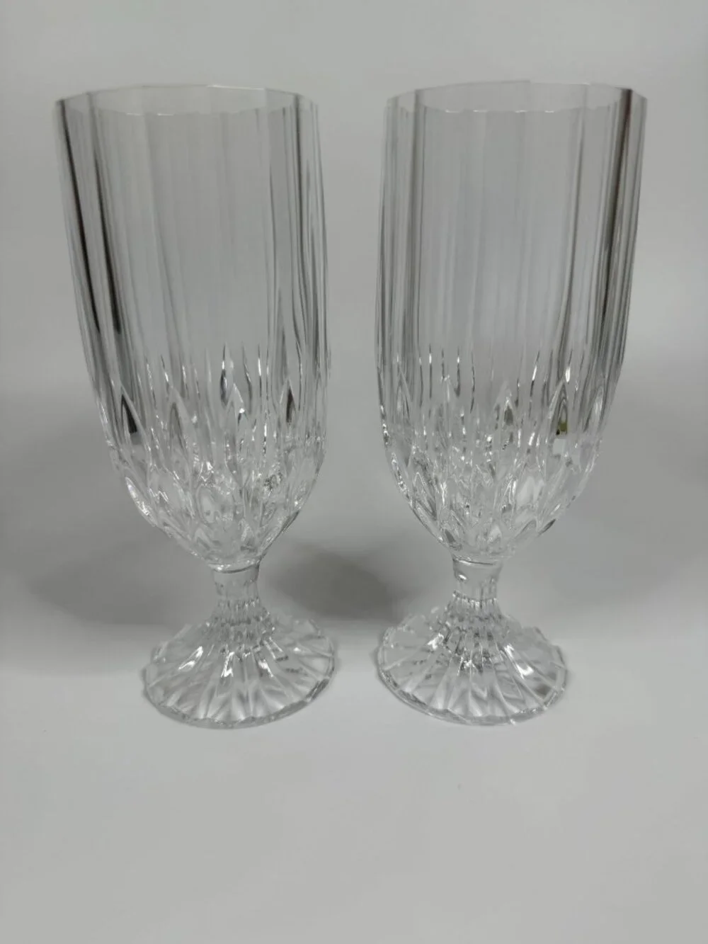 Crystal d'Arques Bretagne Vertical Cut Tall Goblets / Iced Tea Goblets, 7.5
